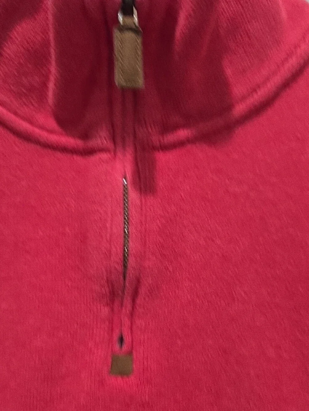 Polo by Ralph Lauren Men's Red Quarter-Zip Sweater with Navy Pony